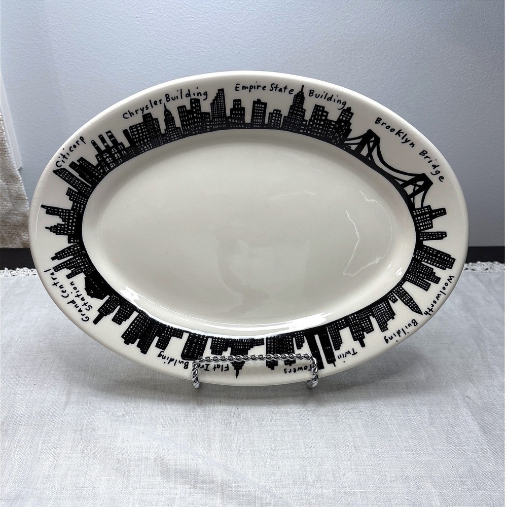 Fishs Eddy NYC Skyline Oval Platter Homer Laughlin China New York City 12 inch